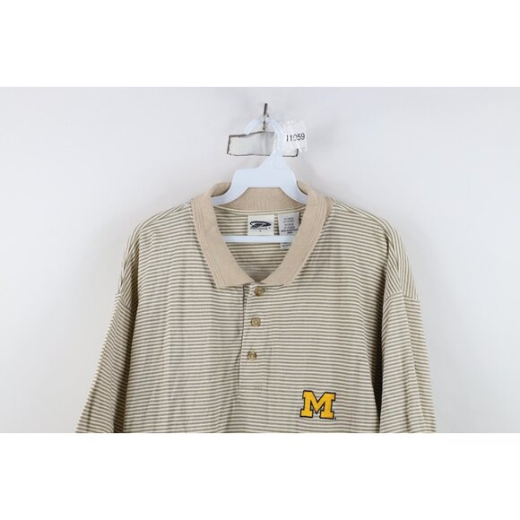 Vintage 90s Mens Large Rayon Gabardine Block M University of Michigan Golf Polo - Picture 2 of 14